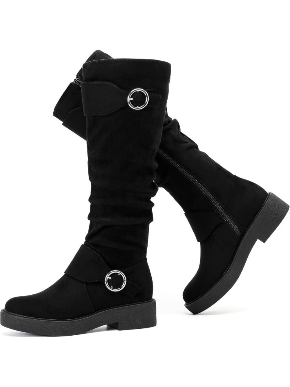 Women's Knee High Boots Fall Black Pu Fashion Boot Platform Slouchy Versatile